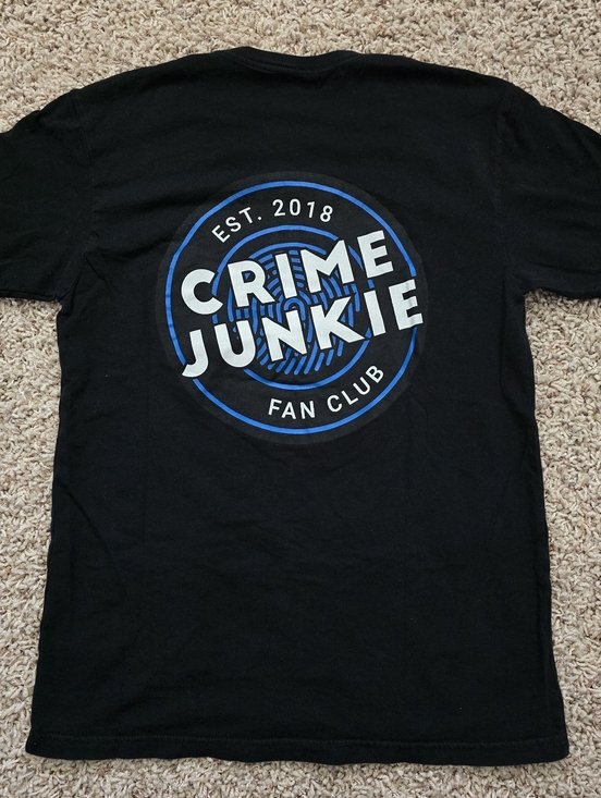 Crime Junkie Tops - Crime Junkie Fan Club Black Blue And White T-shirt With Front Pocket